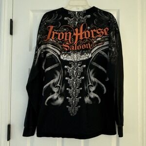 Iron Horse Long Sleeve AOP Shirt Mens XL World Famous Saloon Ormond Beach, FL